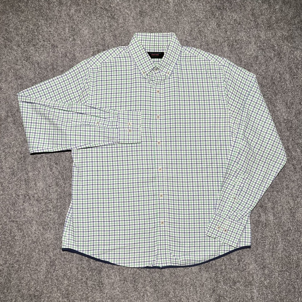 Twillory Untuck(able) Glow Performance Shirt M-L Tailored Fit Button Up Green